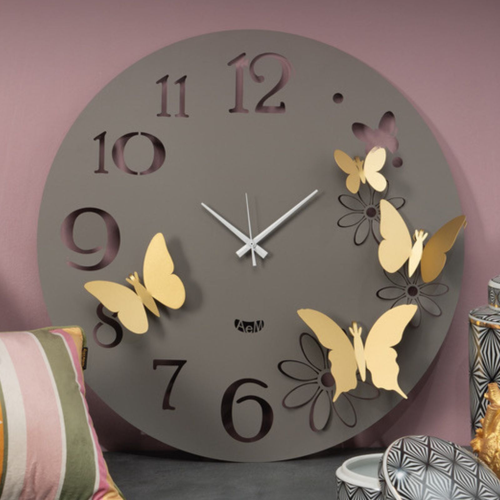 arti-mestieri-butterfly-flowers-orologio-da-parete-grande-60-cm image 6