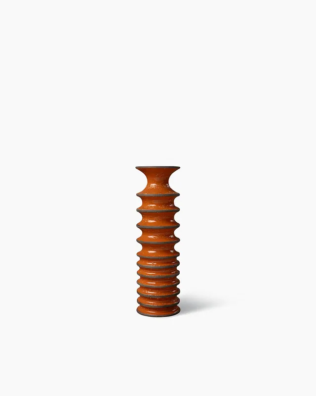 bitossi-ceramiche-vaso-revolver-christoph-radl-arancio-engobbio-marrone image 1