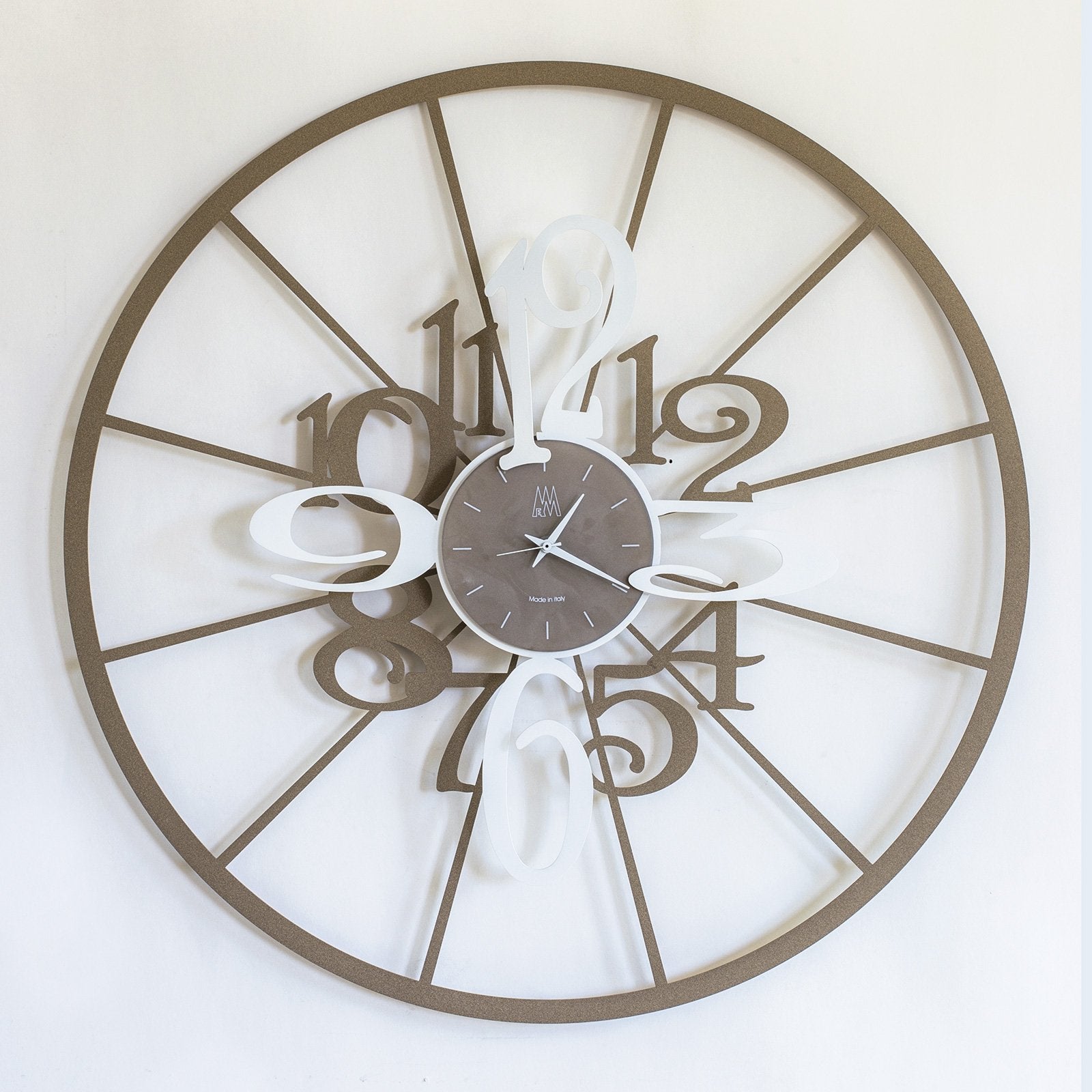 arti-mestieri-kalesy-orologio-da-parete-70-cm-beige-e-bianco-fango-e-nocciola image 1