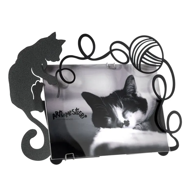 arti-mestieri-portafoto-gatto-gomitolo-20x15-cm-nero image 1