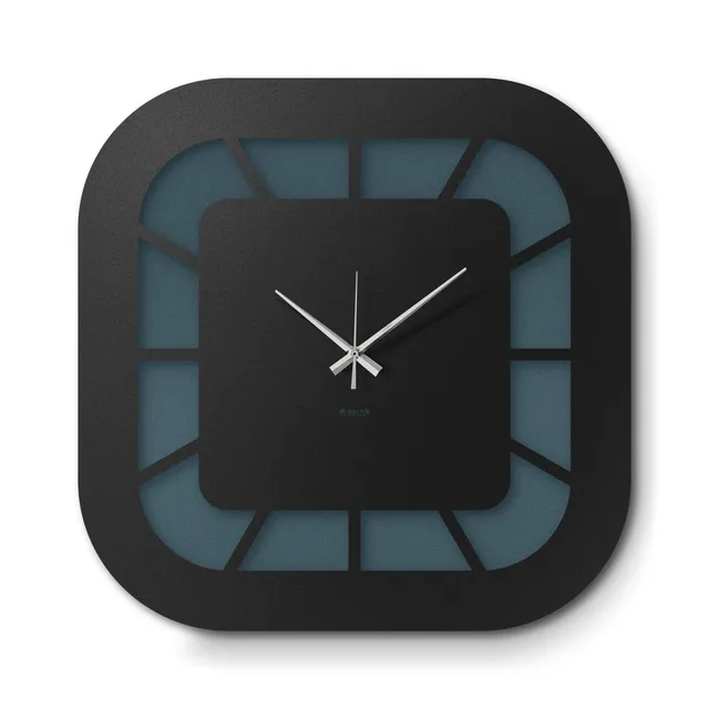 arti-mestieri-exo-orologio-da-parete-minimal-50x50-petrolio-nero image 1
