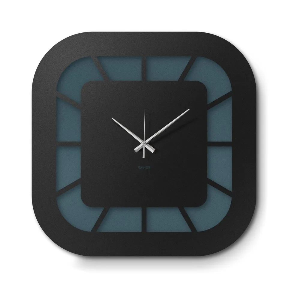 arti-mestieri-exo-orologio-da-parete-minimal-50x50-petrolio-nero image 1