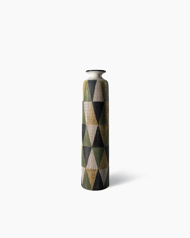 bitossi-ceramiche-vaso-1959-aldo-londi-serie-seta-triangoli-multicolore image 1
