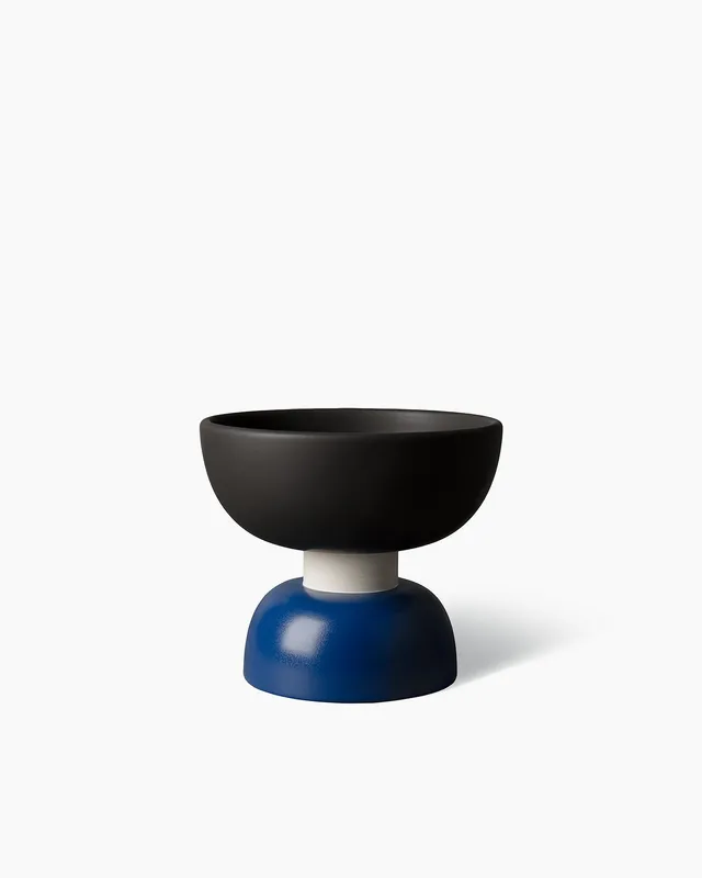 bitossi-ceramiche-alzata-coppa-ettore-sottsass-1959-bluette-e-nero-matt image 1