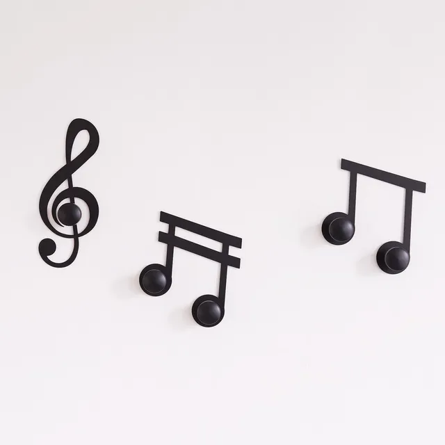 arti-mestieri-note-musicali-set-3-quadri-da-parete-in-ferro-nero image 1