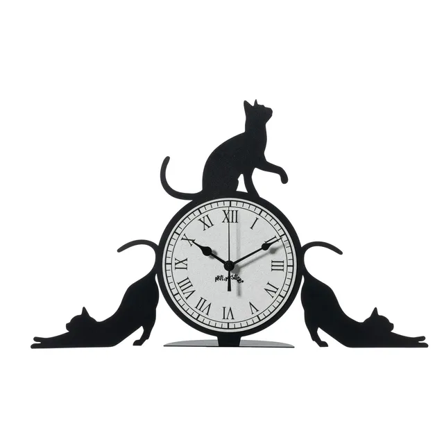 arti-mestieri-cattitude-orologio-da-tavolo-gatti-nero image 1