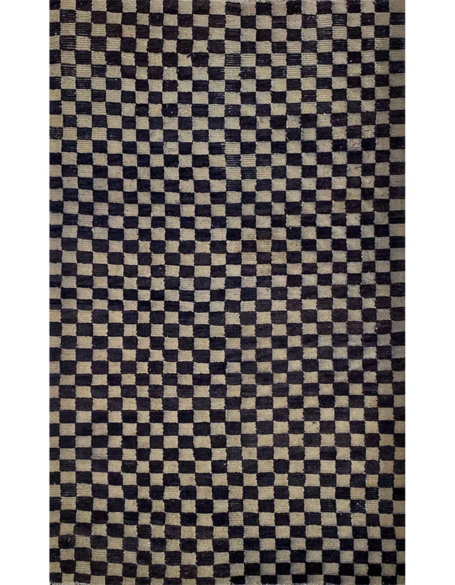 illulian-tibet-damier-a-tappeto-in-lana-163-x-85-cm image 1