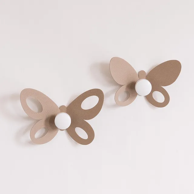 arti-mestieri-butterfly-set-2-ganci-appendiabiti-a-muro-in-ferro-e-legno image 1