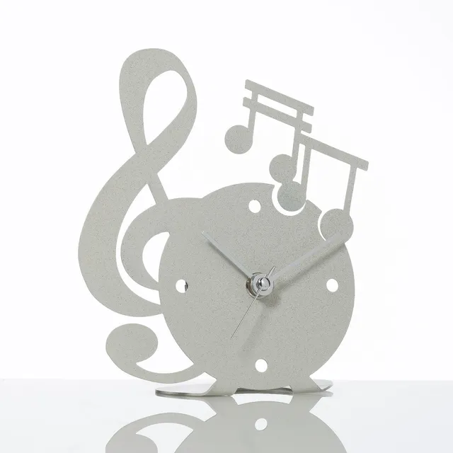 arti-mestieri-musica-orologio-da-tavolo-chiave-di-violino-oro-argento image 1