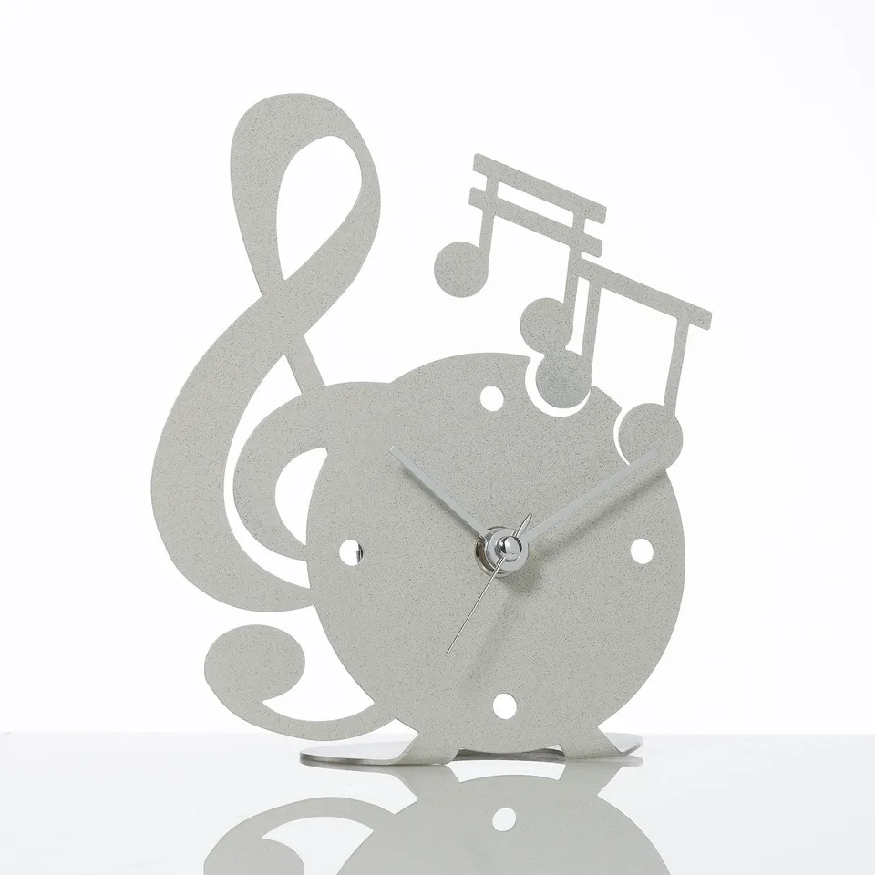 arti-mestieri-musica-orologio-da-tavolo-chiave-di-violino-oro-argento image 1